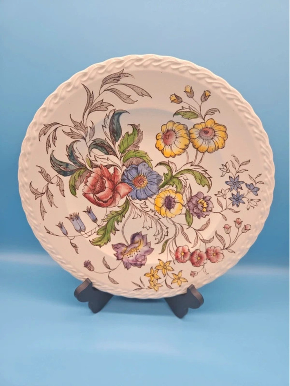 Vintage Vernon Kilns May Flower 12" Chop Plate Large Dinner Plate Floral Cali